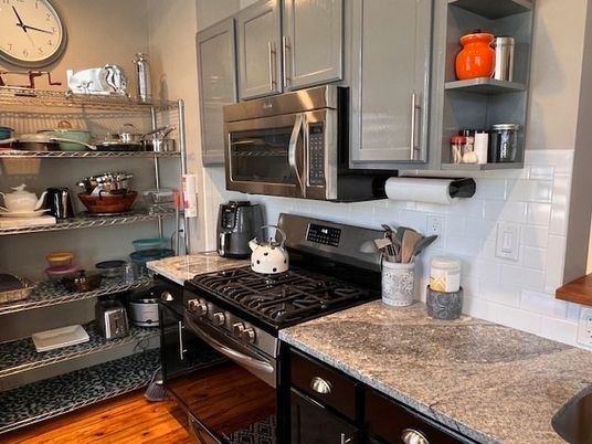 Interior, Kitchen, Stainless Steel Appliances, Wood Texture Flooring