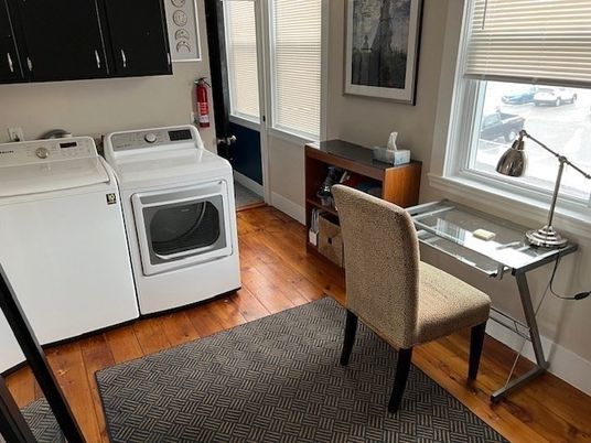 Home Office, Interior, Washer, Wood Texture Flooring