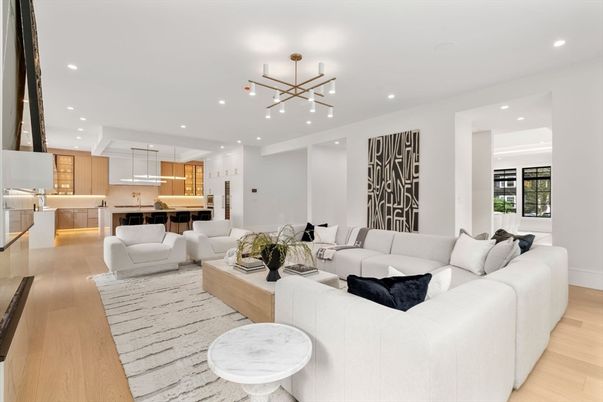 Interior, Kitchen, Living room, Pendant Lights, Recessed Lighting, Wood Texture Flooring