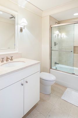 Bathroom, Glass Shower, Interior, Recessed Lighting