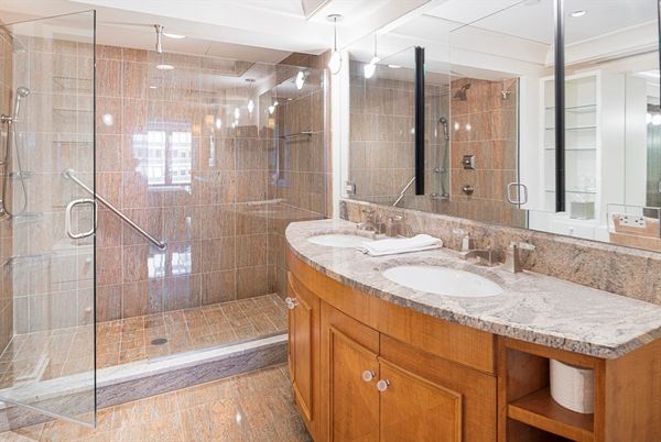 Bathroom, Dual Sink Vanities, Glass Shower, Interior, Recessed Lighting