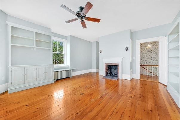 Empty room, Fireplace, Interior, Wood Texture Flooring