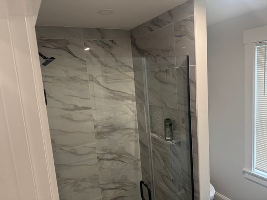 Bathroom, Glass Shower, Interior, Marble Walls