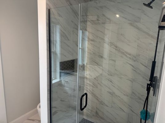 Bathroom, Glass Shower, Interior, Marble Walls