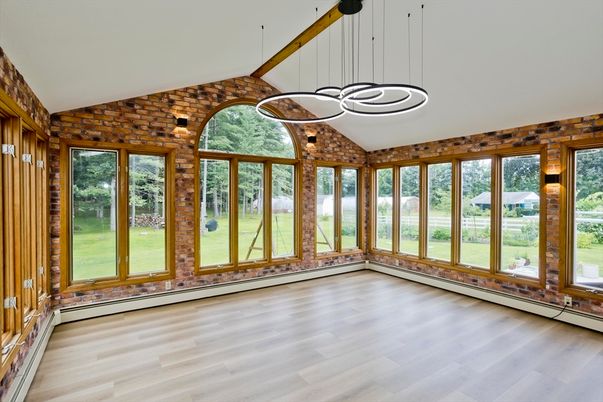 Interior, Pendant Lights, Sun Room, Wood Texture Flooring, Wooden Walls