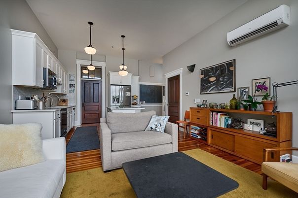 Interior, Kitchen, Living room, Pendant Lights, Stainless Steel Appliances, Wood Texture Flooring