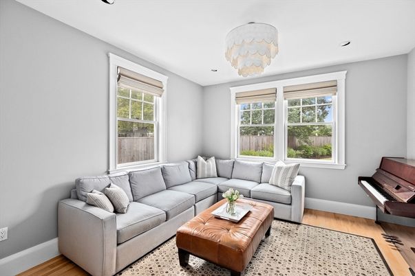Interior, Living room, Piano, Recessed Lighting, Wood Texture Flooring