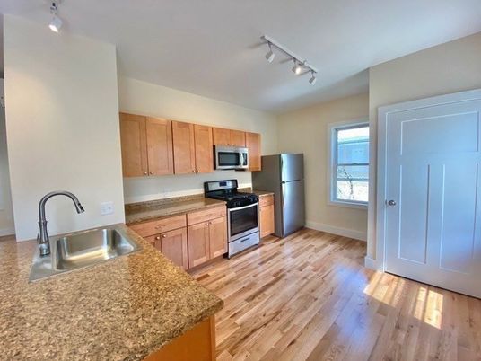 Interior, Kitchen, Stainless Steel Appliances, Wood Texture Flooring