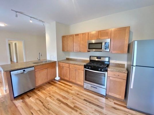 Interior, Kitchen, Stainless Steel Appliances, Wood Texture Flooring