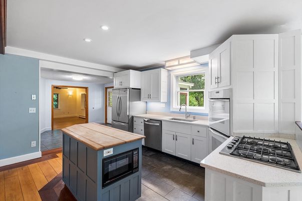 Interior, Kitchen, Recessed Lighting, Wood Texture Flooring