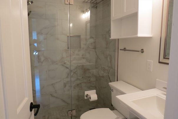 Bathroom, Glass Shower, Interior, Marble Walls