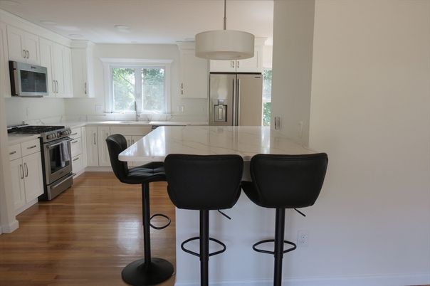 Interior, Kitchen, Pendant Lights, Stainless Steel Appliances, Wood Texture Flooring