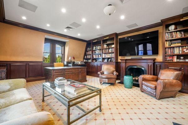 Fireplace, Home Office, Interior, Living room, Recessed Lighting