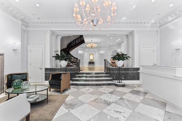 Chandelier, Interior, Marble, Recessed Lighting