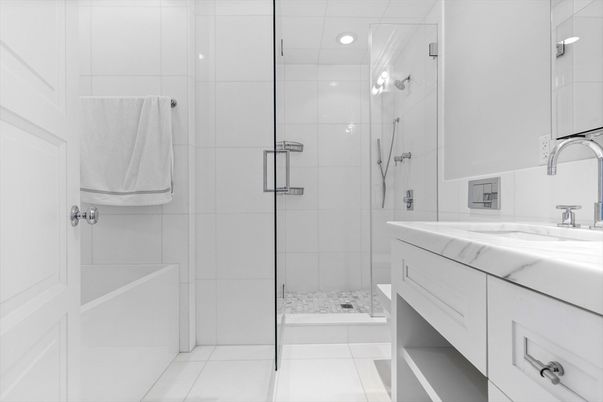 Bathroom, Glass Shower, Interior, Recessed Lighting