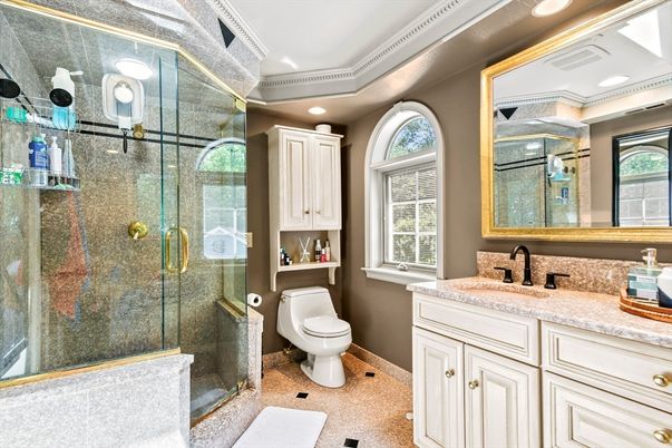 Bathroom, Glass Shower, Interior, Recessed Lighting