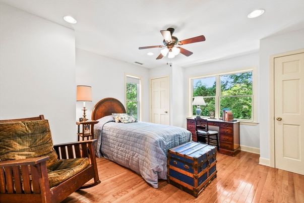 Bedroom, Home Office, Interior, Recessed Lighting, Wood Texture Flooring
