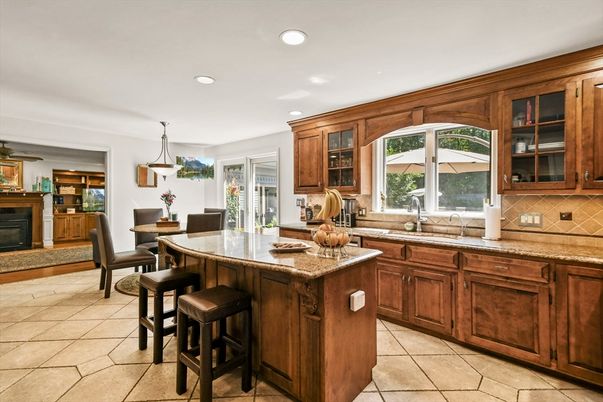 Dining room, Fireplace, Interior, Kitchen, Pendant Lights, Recessed Lighting