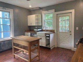 Interior, Kitchen, Recessed Lighting, Wood Texture Flooring