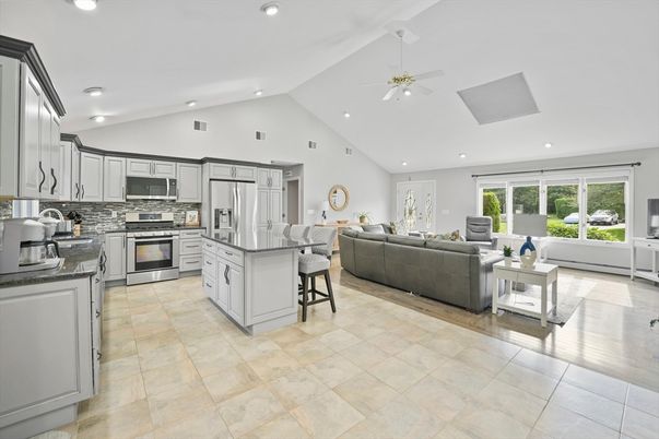 Interior, Kitchen, Living room, Recessed Lighting, Stainless Steel Appliances, Wood Texture Flooring