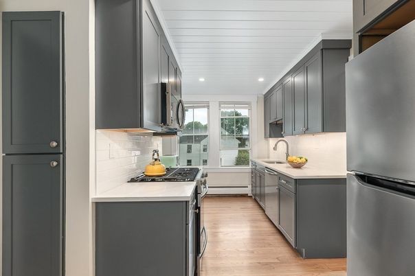 Interior, Kitchen, Recessed Lighting, Wood Texture Flooring
