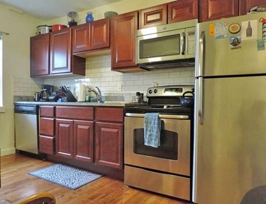 Interior, Kitchen, Stainless Steel Appliances, Wood Texture Flooring