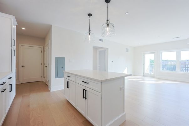 Interior, Kitchen, Pendant Lights, Recessed Lighting, Wood Texture Flooring