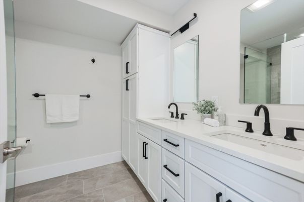 Bathroom, Dual Sink Vanities, Glass Shower, Interior