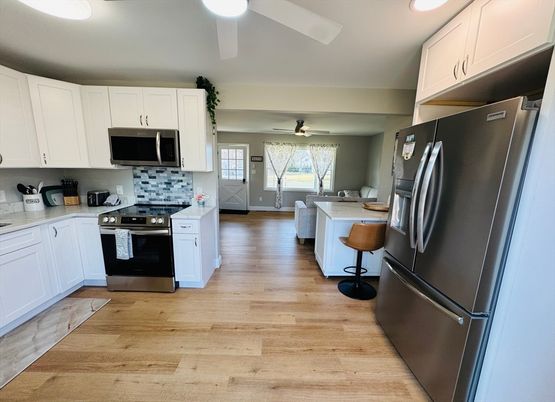 Interior, Kitchen, Stainless Steel Appliances, Wood Texture Flooring