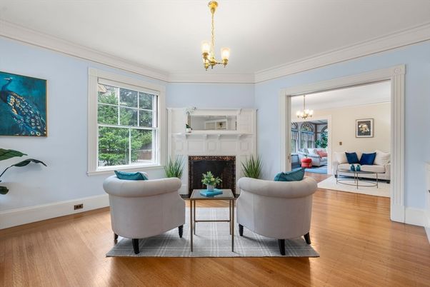 Chandelier, Fireplace, Interior, Living room, Wood Texture Flooring