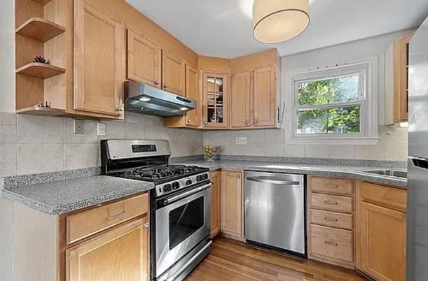 Interior, Kitchen, Stainless Steel Appliances, Wood Texture Flooring