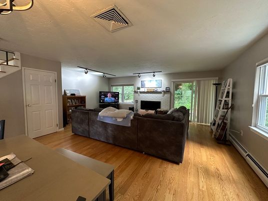 Fireplace, Interior, Living room, Wood Texture Flooring