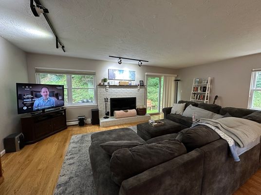 Fireplace, Interior, Living room, Stone Walls, Wood Texture Flooring