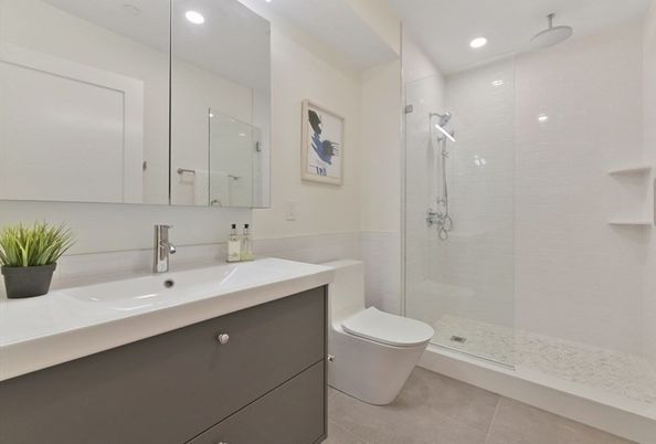 Bathroom, Glass Shower, Interior, Recessed Lighting