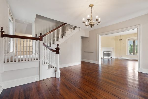 Chandelier, Empty room, Interior, Wood Texture Flooring