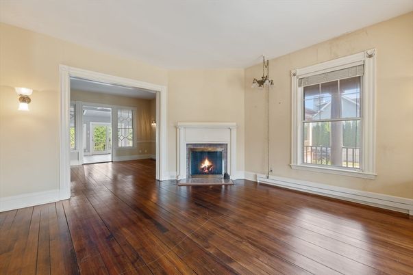 Empty room, Fireplace, Interior, Wood Texture Flooring