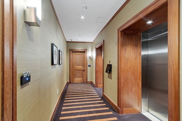 Elevator, Interior, Recessed Lighting, Wooden Walls