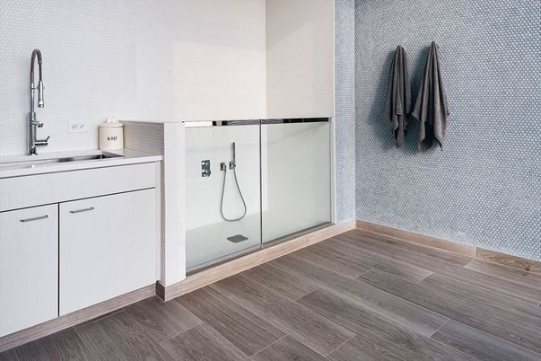 Bathroom, Interior, Wood Texture Flooring