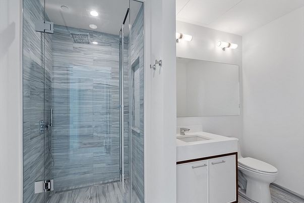 Bathroom, Glass Shower, Interior, Recessed Lighting