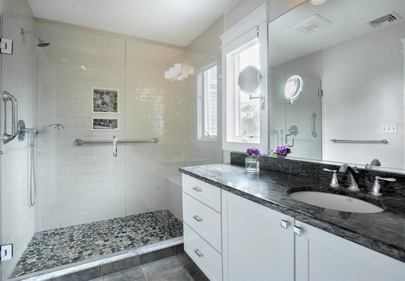 Bathroom, Dual Sink Vanities, Glass Shower, Interior