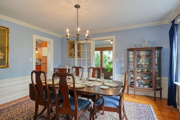 Chandelier, Dining room, Interior, Wood Texture Flooring