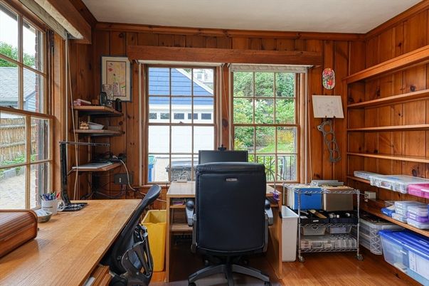 Home Office, Interior, Wood Texture Flooring, Wooden Walls