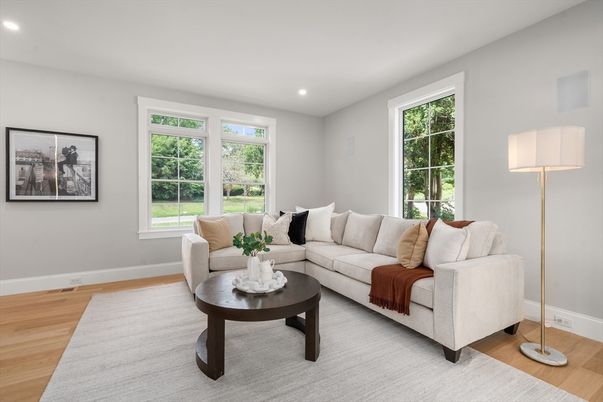 Interior, Living room, Recessed Lighting, Wood Texture Flooring
