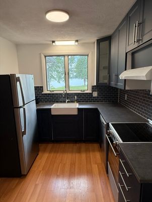Interior, Kitchen, Recessed Lighting, Wood Texture Flooring