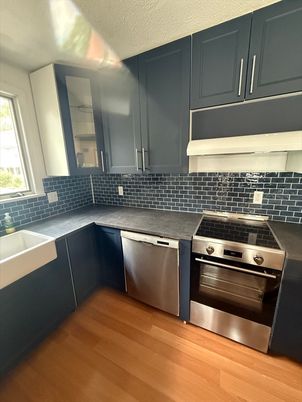 Interior, Kitchen, Stainless Steel Appliances, Wood Texture Flooring