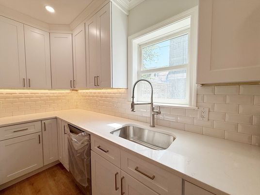 Interior, Kitchen, Recessed Lighting, Wood Texture Flooring