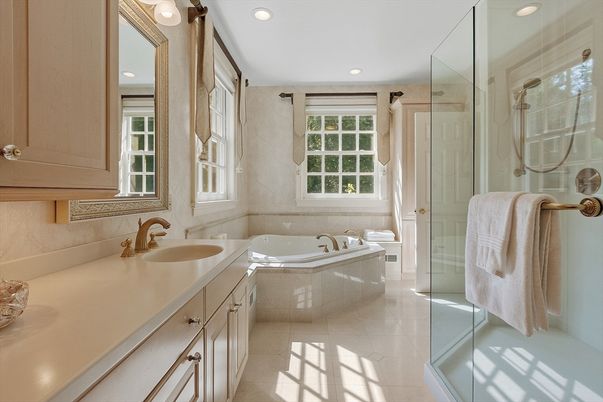 Bathroom, Glass Shower, Interior, Recessed Lighting