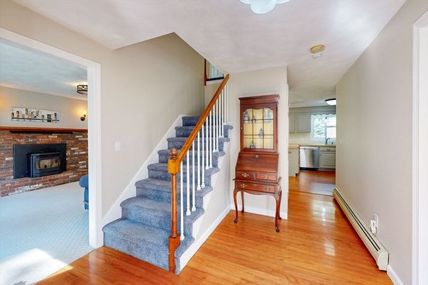 Fireplace, Interior, Kitchen, Wood Texture Flooring