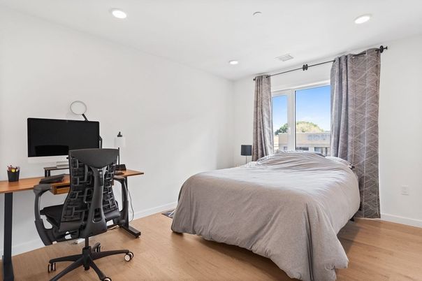 Bedroom, Home Office, Interior, Recessed Lighting, Wood Texture Flooring