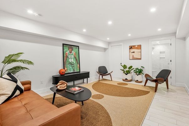 Interior, Living room, Recessed Lighting, Wood Texture Flooring